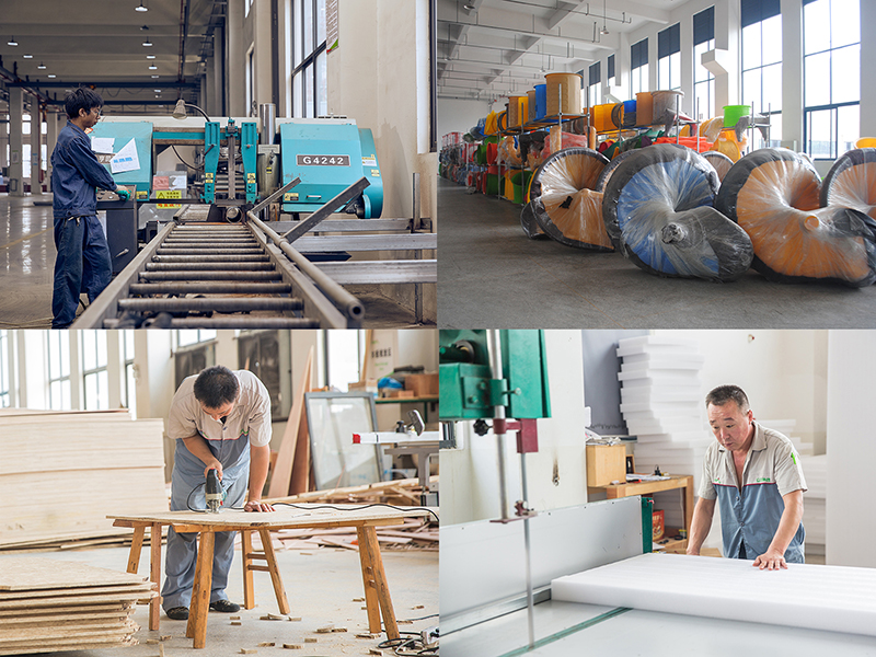 Collage of factory work