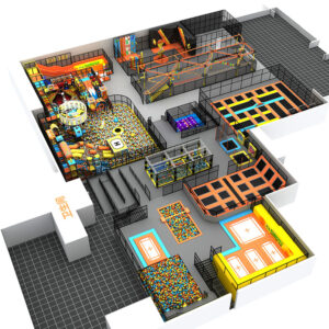 trampoline parks with basketball court