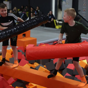 trampoline foam pit battle beam